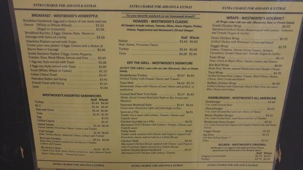 Westwood Deli Menu 1, at Westshore Towers Business Center, Westshore Blvd, north of i275