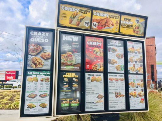 Drive thru menu