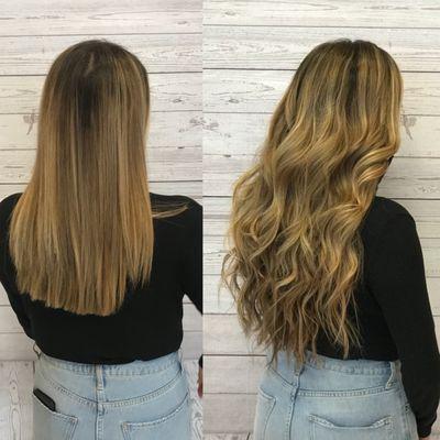 Before & After custom hair extensions