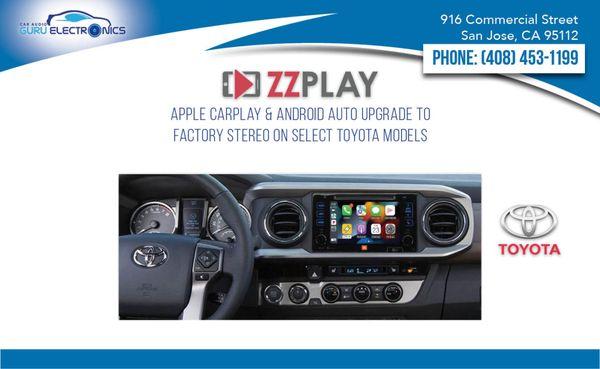 Add Apple CarPlay/Android Auto to your factory stereo on select Toyota models! Contact us for details & pricing, we are happy to help!