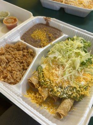 4 rolled tacos combination plate