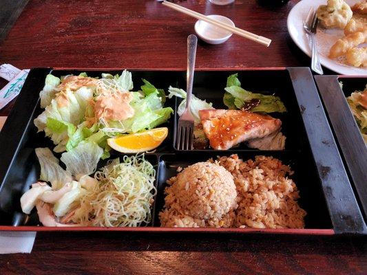 Salmon teriyaki bento box