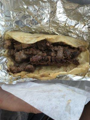 If you see a breakfast taco labeled Brisket - grab it fast!! It was great.