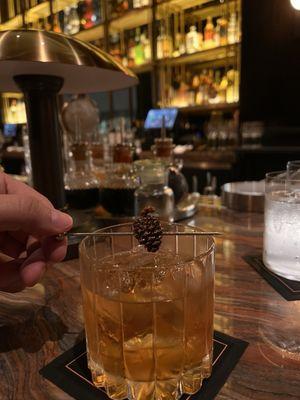 The old fashion Redwood from one of the many bars options. It tastes like a delicious pine cone