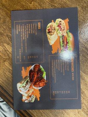 Take out menu