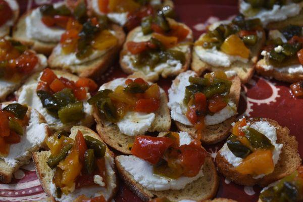 Fire roasted sweet pepper  Bruschetta