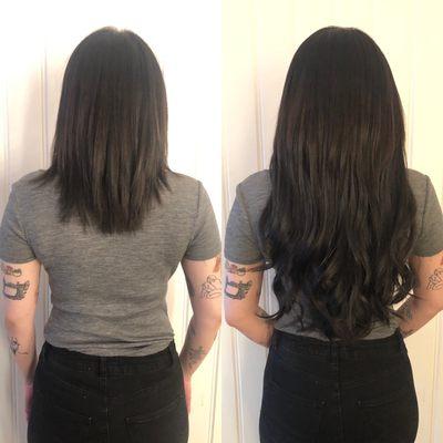 18 inch of hair extensions.