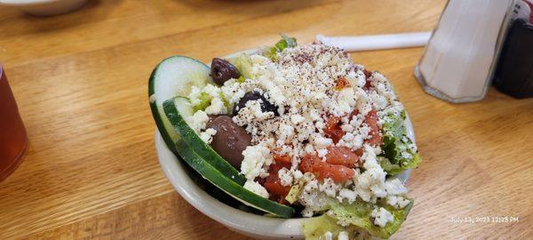 Greek side salad with extra feta and I didn't even ask for extra