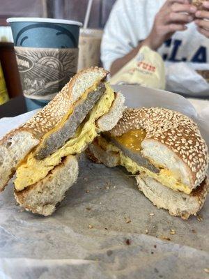 Sausage egg cheese sandwich