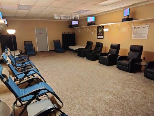 This is our session room for our Energy Enhancement System (EES). It provides and energy matrix that helps your body heal itself.