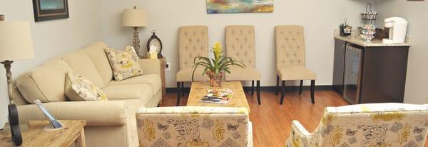 Our comfortable & bright waiting room has modern amenities for your enjoyment.