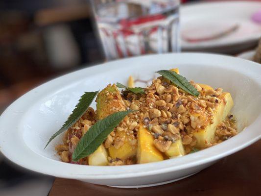 Squash salad with frontage blanc, nectarine and hazelnuts