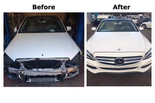 Mercedes front end gets repaired.