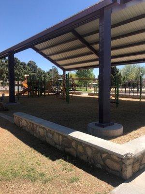 Covered park with wood chips