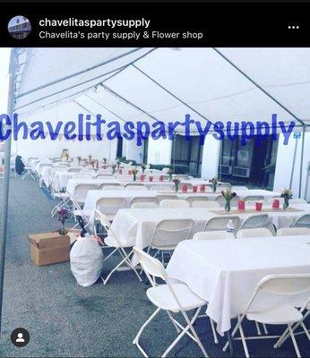 We rent tents, tables, chairs, table covers, chair covers and much more!