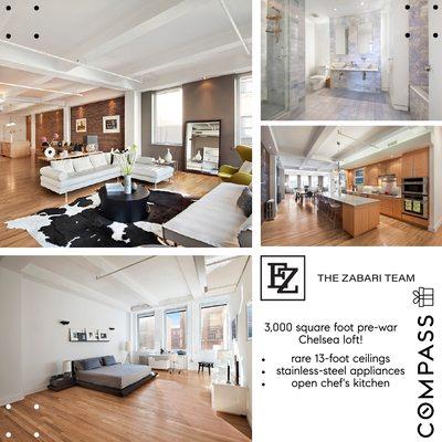 Beautiful, bright loft right in the heart of Chelsea! #TheZabariTeam #Chelsea #Loft #LuxuryRealEstate #CompassNY