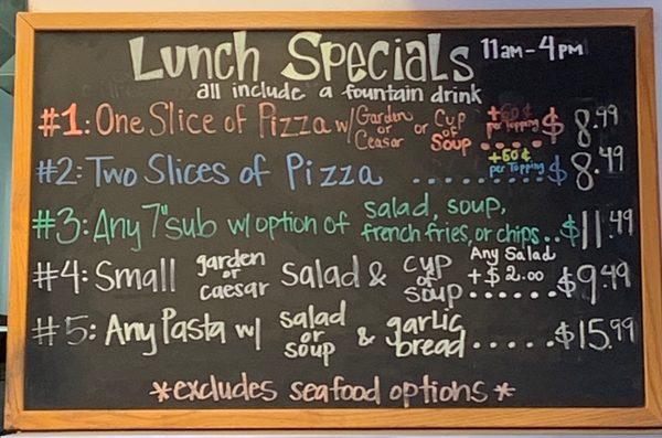 GR8 Lunch Specials Menu