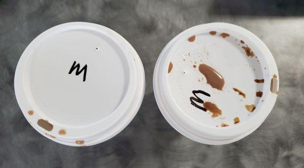 Poorly packaged mochas for Doordash