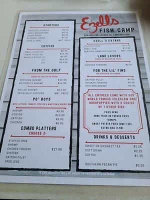 The menu