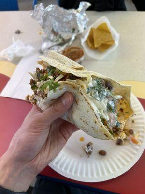 "Burrito". They just folded the tortilla in half and wrapped it in foil.