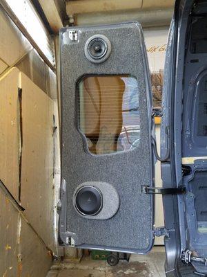 Mercedes Sprinter Custom 10" Wood/Fiberglass rear door treatment