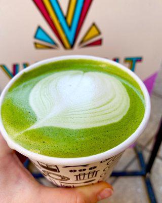 Matcha oat milk latte