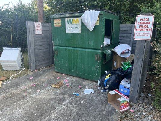 Dumpster right by leasing office.