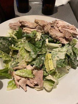 CESAR SALAD!! With cold grilled chicken what actually looked like tuna!!