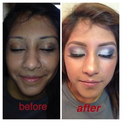 Before/after makeup application