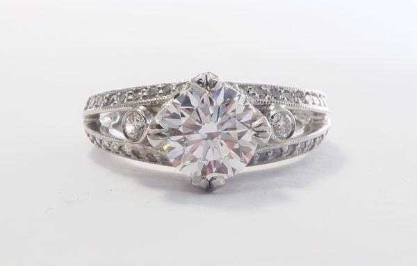 Byzantine Jewelry.inc
Art-Deco Tulip Style Hand Engraved  Diamond Ring. 2.00 ct.tw