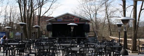 Outside patio with bar. During warm weather bands play every Friday & Saturday night (weather permitting)