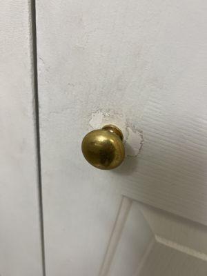 Bathroom doorknob and door was filthy