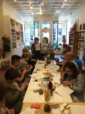 Students in knitting class.