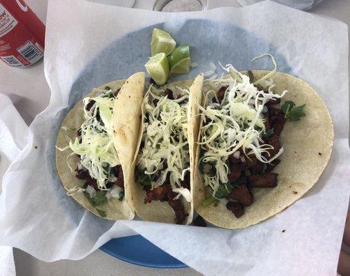 Al pastor tacos, amazing. $2