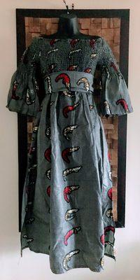 Shrimp Festival Ankara Print Ruched Dress