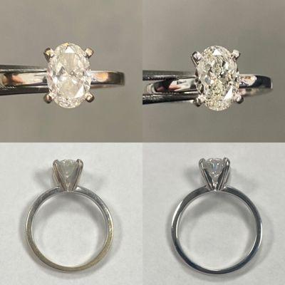 Before & After - Clean, Polish & Rhodium plating on a white gold ring