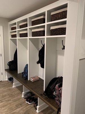 Cubbies in mudroom