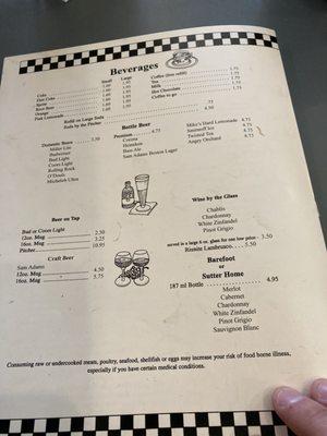 Menu back