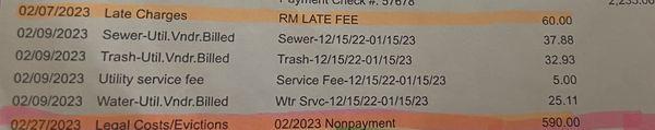 This is just 1 of the 5 attorney fees added to my account for late rent.