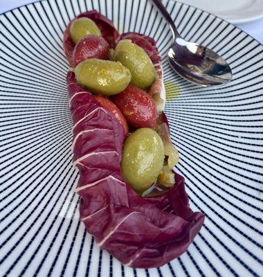 Olives as an appetizer. Amazing!