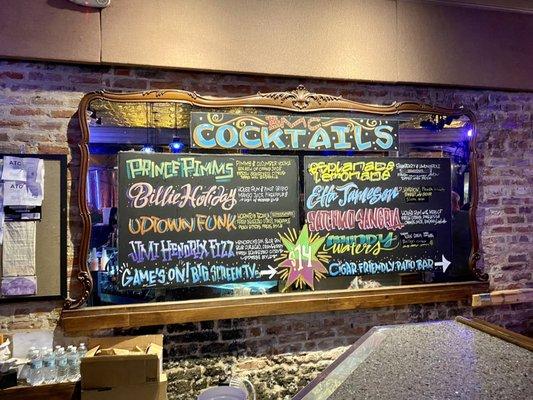 Cocktails list