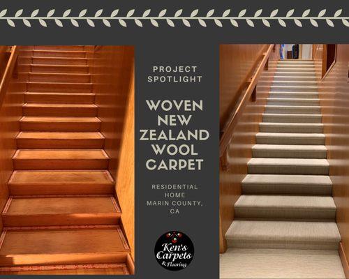 Staircase Residential Project, done in Woven New Zealand Wool Carpet