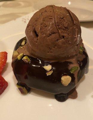 Gelato Chocolate on a doughnut