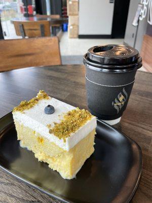 Saffron milk cake and Adeni chai