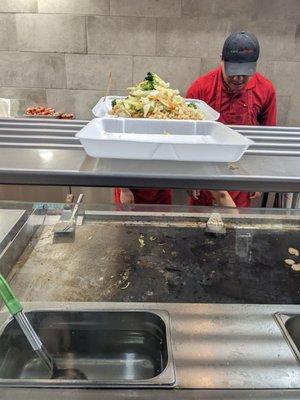 Fried rice and veggies