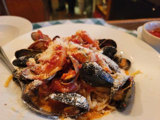 Linguine Mediterraneo (with Clams, Shrimp, and Mussels) w/ Marinara