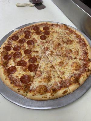 LG 1/2 pepperoni 1/2 cheese