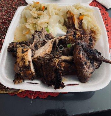 Jerk Half Chicken Cabbage