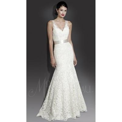 NOA V-neck, fit and flare wedding dress by Modern Trousseau New York