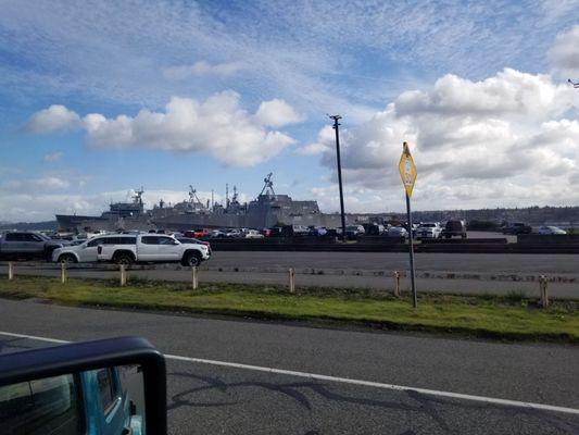 Ships docked at the Navy base